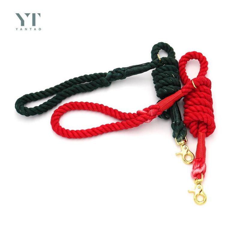 Custom New Arrival Adjustable Tactical Cotton Hemp Rope Dog Leash Rope Cotton Dog Leads