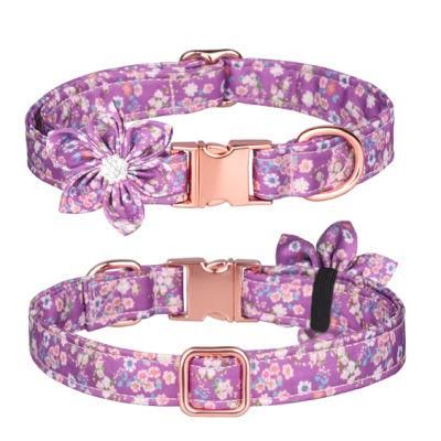 Charming Fashionable Pet Collar with Rhinestone and Dispatchable Flowers