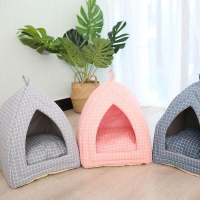 Colorful New Design High Resilience Sponge Pet Bed Soft Washable Semi-Enclosed Cat Bed