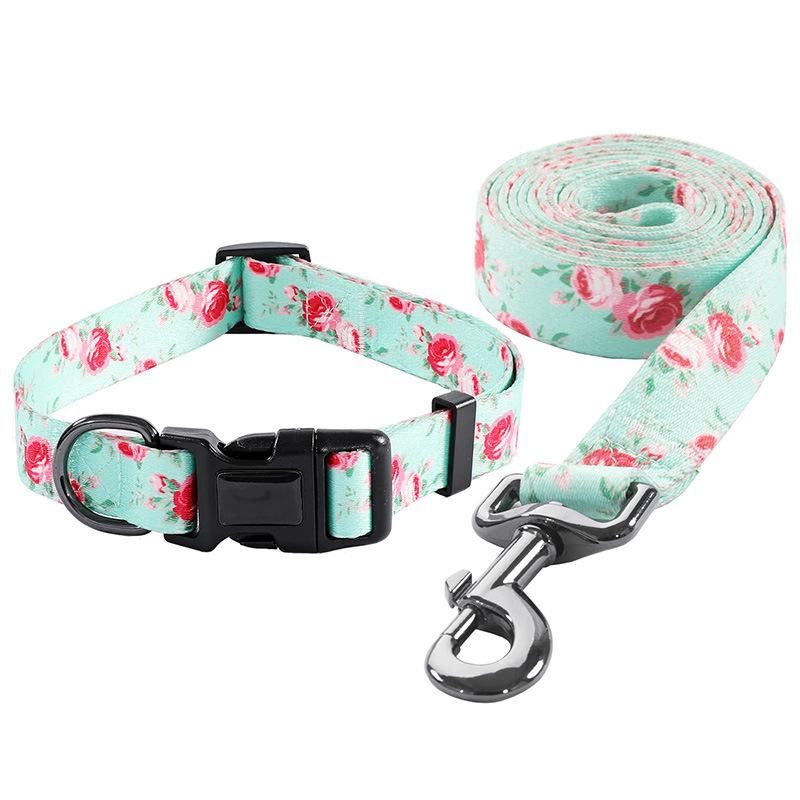 Free Design OEM Pet Products Sublimation Neoprene Adjustable Dog Leash and Collar