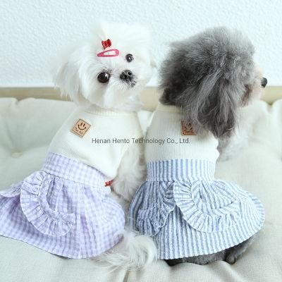 Dog Pets Clothes Cotton Elasticity Plaid Cats Dogs Dress Skirt