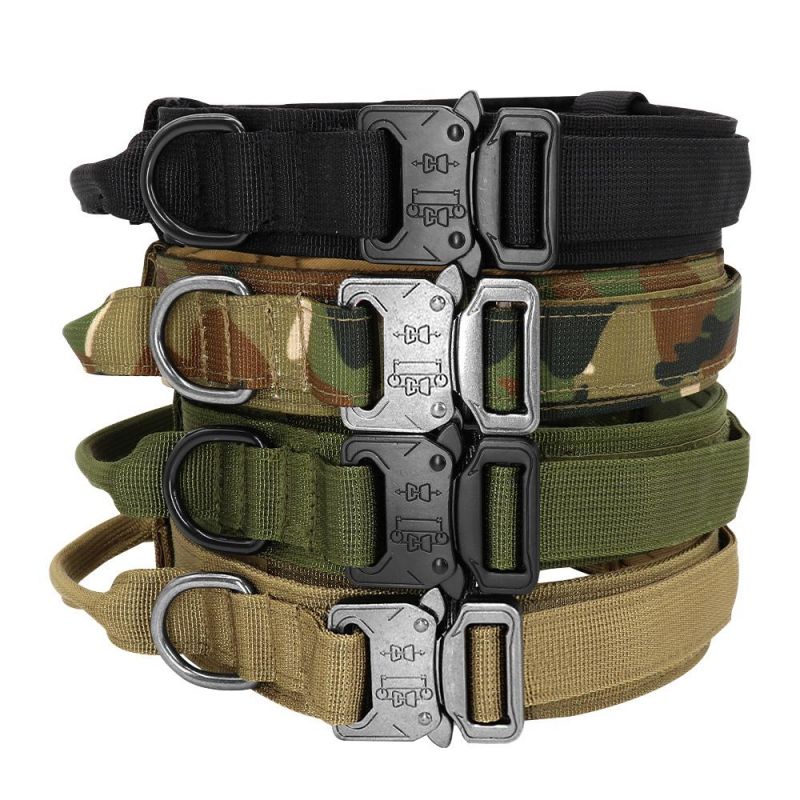 Wholesale Tactical Dog Collar and Leash Waterproof Strong Training Heavy Duty Durable Nylon Pet Collar with Leash