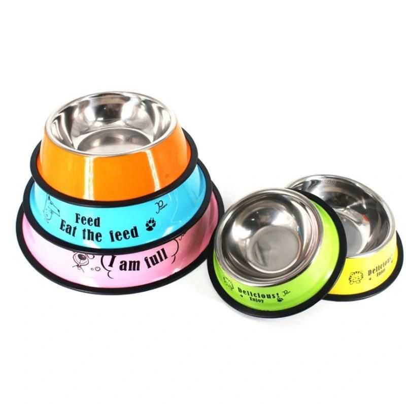 Pet Supplies Non-Slip Stainless Steel Dog Drinking Water Food Bowl