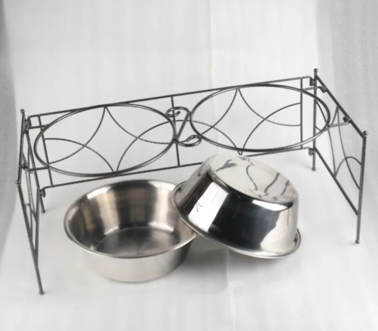 96oz to 128oz Durable Metal Stainless Steel Pet Feeder Bowl with Stand
