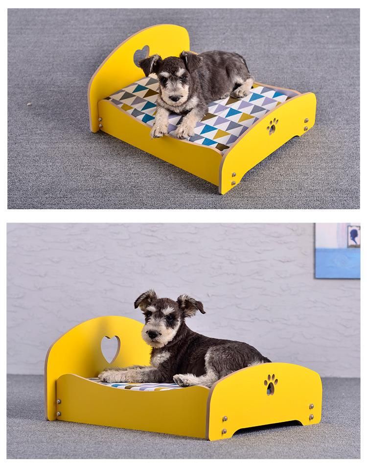 Pet Cat Dog Nest with Mattress Wood House