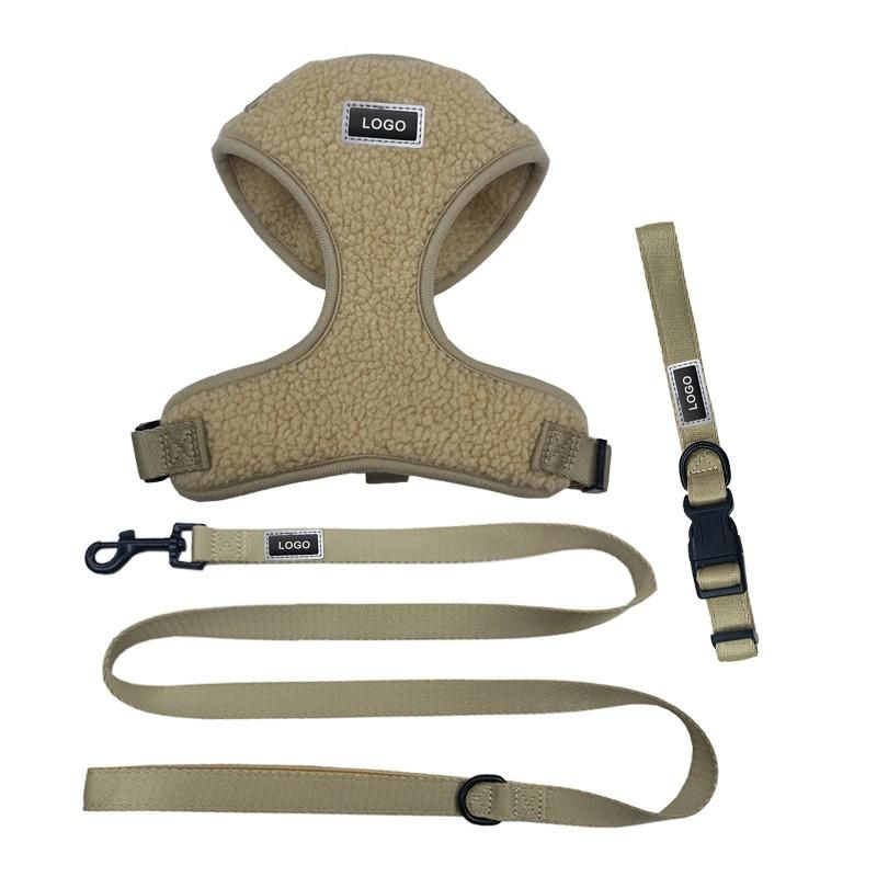 New Design Luxury Cashmere Dog Harness Set Adjustable Harness Collar Lead for Pet Small Dogs