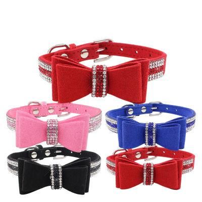 Customized Luxury Bowtie Dog Collar with Diamond