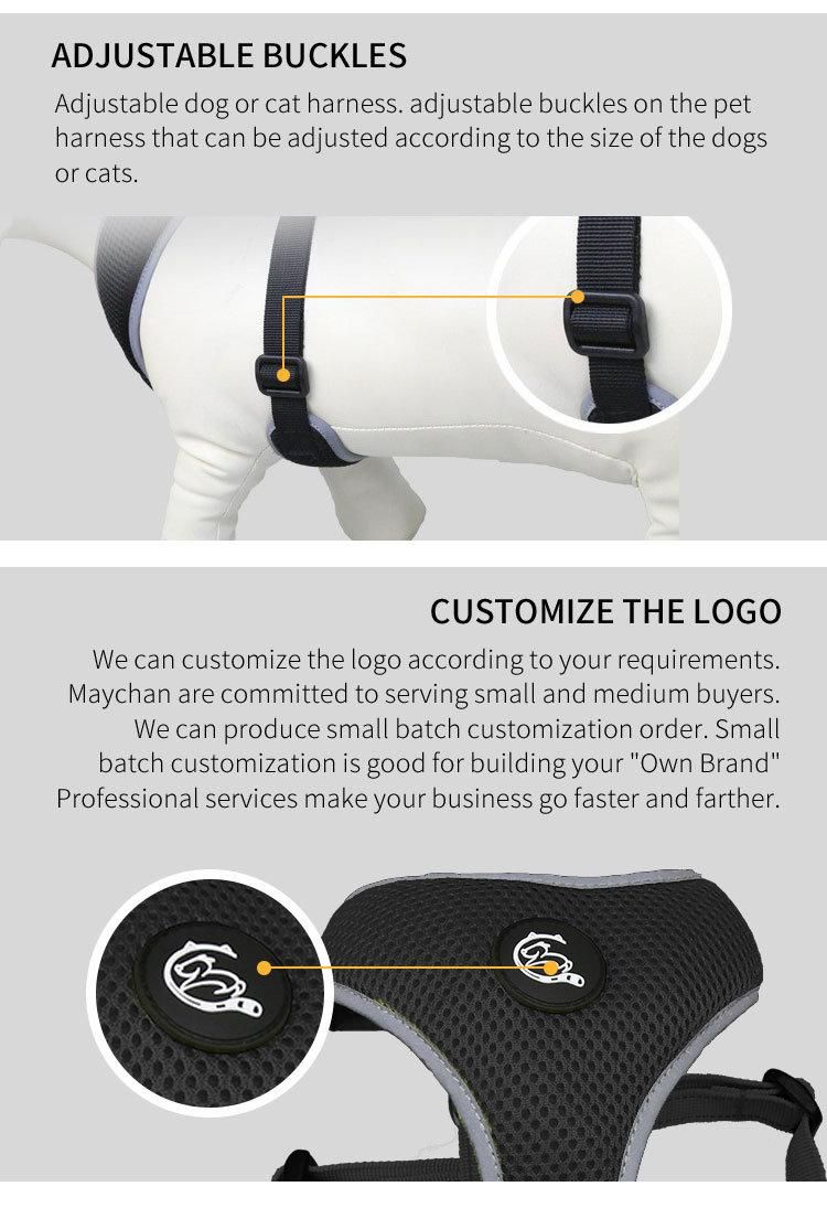 Pet Supplies Wholesale Breathable Custom Mesh Nylon Solid Pet Reflective Dog Harness