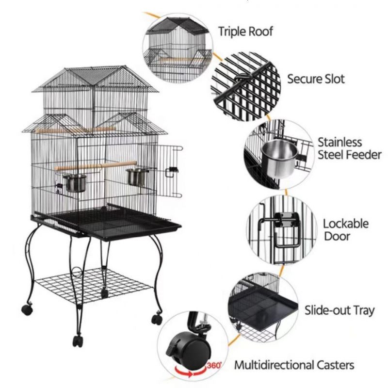 Customized OEM ODM Large Bird Parrot Cage White Metal Bird Cages Parrot Bird Cage