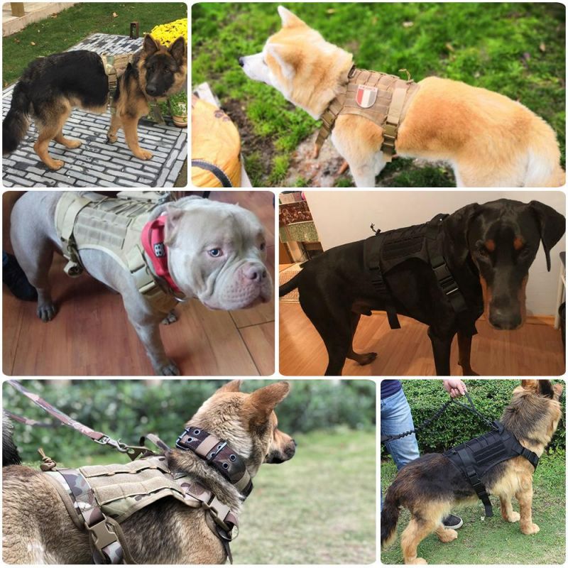 Customized Adjustable Tactical Pet Training Dog Harness with Handle
