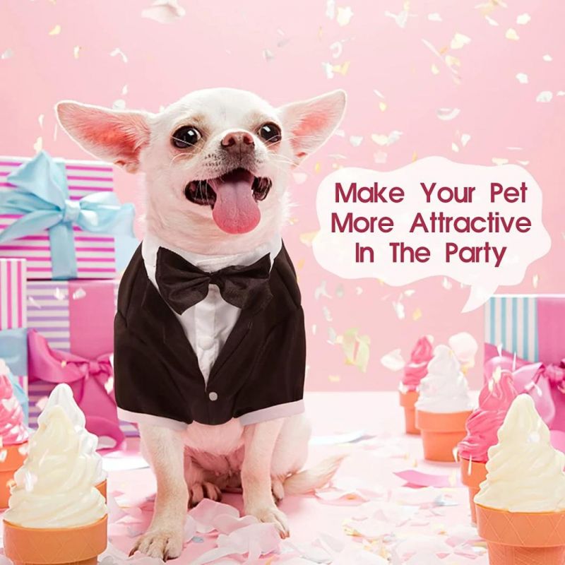 Dog Suit Bow Tie Costume Dog Shirt Wedding Parting Suit