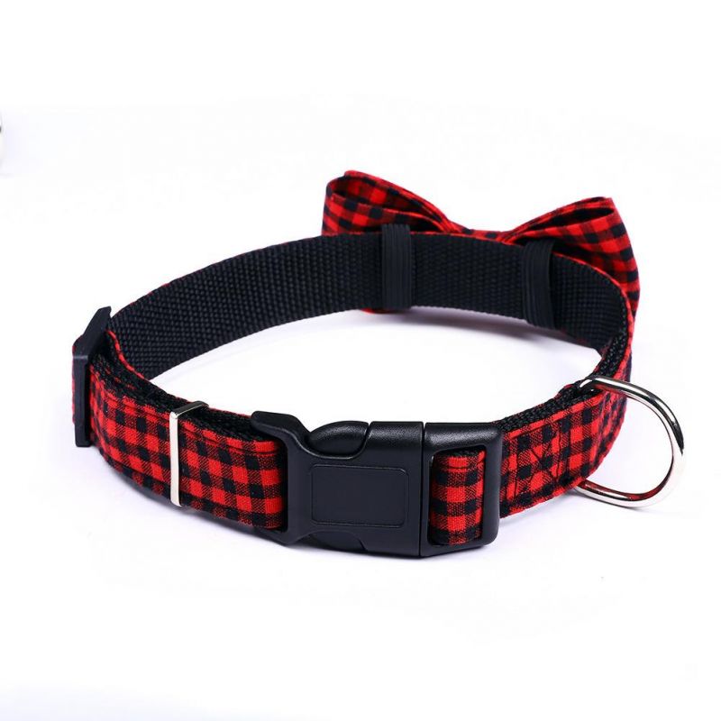 with Safety Locked Buckle, Bow-Tie Plaid Style Adjustable Custom Pet Cat Dog Collar//