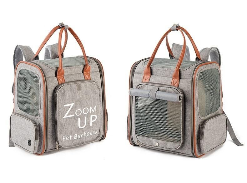 Amazon′s New Large-Capacity PU Portable Double Shoulder Pet Backpack Foldable Backpack
