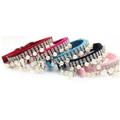 Fashion Velvet Luxury Jewel Diamante Dog Collar Pet Cat Collar Necklace Accessories Wholesale