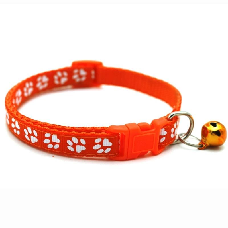 Small Dog Cute Bell Footprint Adjustable Buckle Pet Supplies Cat Collar