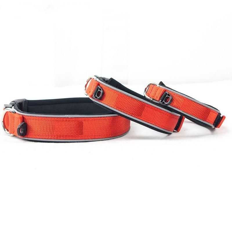 Nylon Reflective Strap Dog Collar with Soft Padded for Medium and Large Dog Training