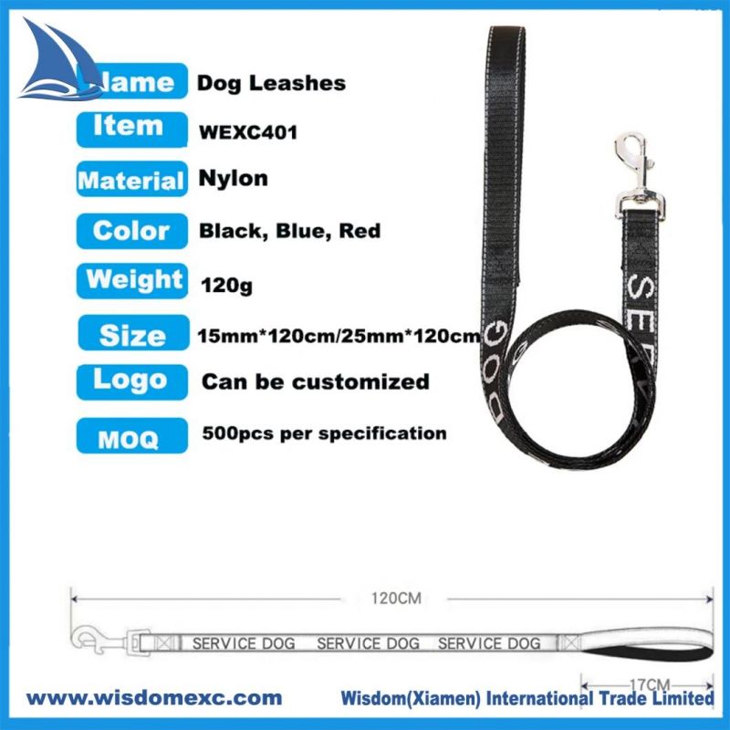 120cm Length Top Quality Blue Nylon Webbing Jacquard Webbing Leash