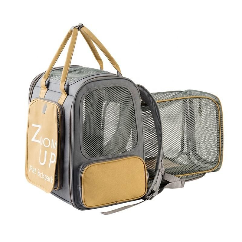 Amazon′s New Large-Capacity PU Portable Double Shoulder Pet Backpack Foldable Backpack