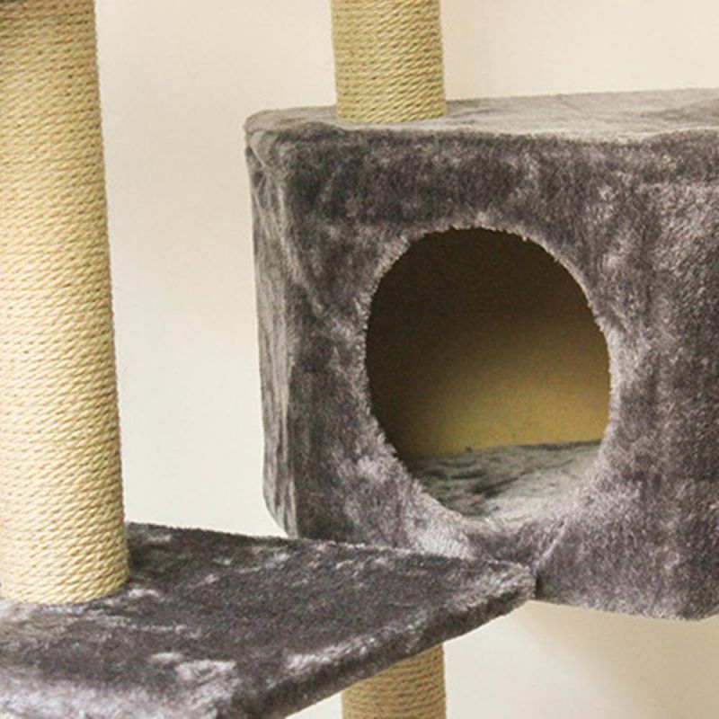 Top Pet Product Supplier Supply Cat Climbing Frame Kitten Scratching Column Cat Tree Jumping Platform Solid Wood Four Seasons Rattan Cat Scratching Board