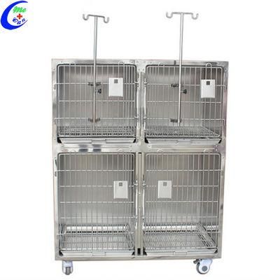 Stainless Steel Veterinary Animal Cages with Wheels