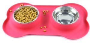 Dog Bowls Stainless Steel with No-Skid Silicone Mat Pet Bowls (KE0027)