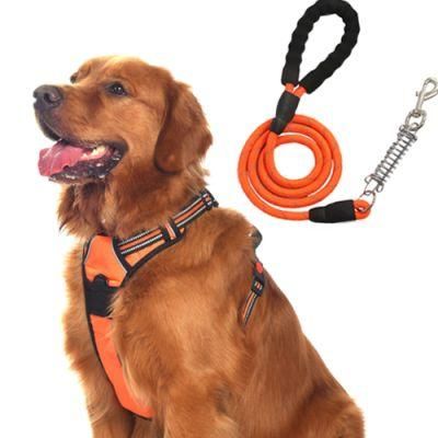 Amazon Hot Sell Reflective Adjustable Soft Padded No Pull Pet Vest Harness Dog Harness and Leash Set for Big Dog