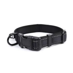 Pet Supply Black Dog Collar Glow-in-The-Dark Adjustable Nylon Pet Collar