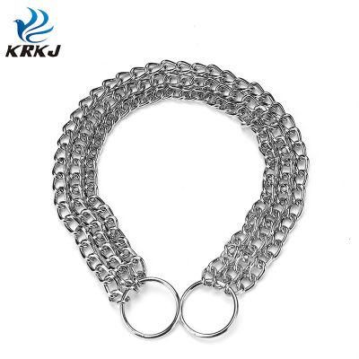 Sturdy and Durable Metal Material Dog Neck Triple Layered Chain Chock Collar Choker for Large Dog