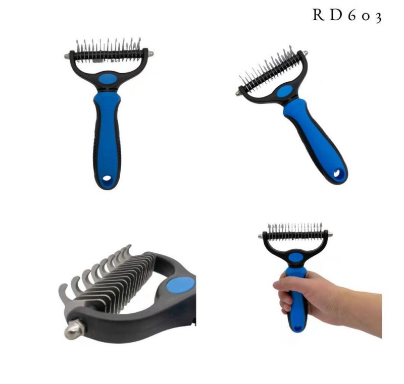 Self Cleaning Slicker Dogs Pet Grooming Tool Cats Hair Removes Shedding Hair Pet Brush Blue
