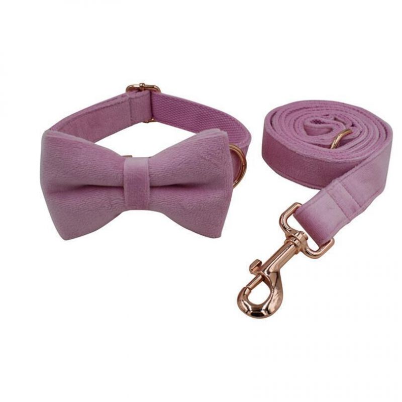 Velvet Dog Collar and Leash Set, Soft & Comfy Adjustable Dog Collar