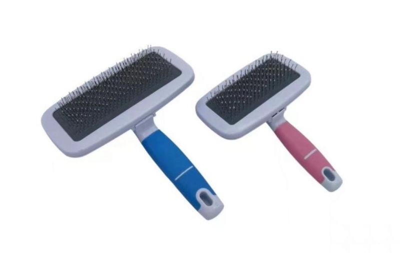 Pet Groomer Grooming Hair Removal Self Cleaning Slicker Brush for Dogs and Cats Blue-L
