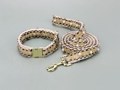 Soft Velvet Leopard Dog Collar with Pearl