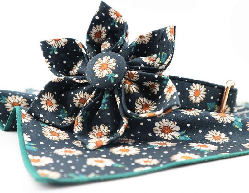 Cotton Fabric Pattern Dog Collar Bandana Set