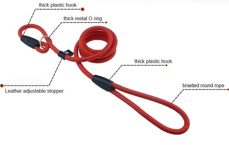 Factory Price Rope Dog Leash and Collar with Leather Stopper