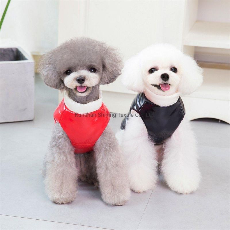 Nylon Fabric with Bright PU Caoting Dog Waterproof Winter Coat Pet Shiny Clothes