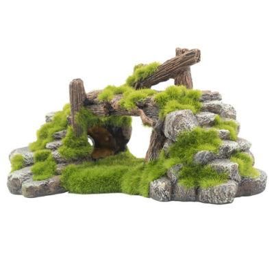 New Fish Tank Resin Moss Rock Cave Rockery Ornament