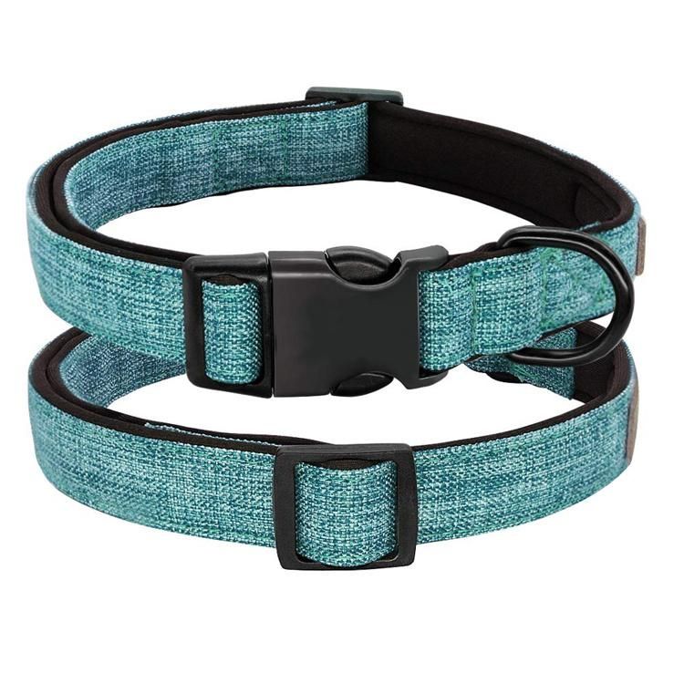 Wholesale Personalized Eco-Friendly Luxury Customized Soft Comfortable Neoprene Padded Fashion Canvas Pet Dog Collar