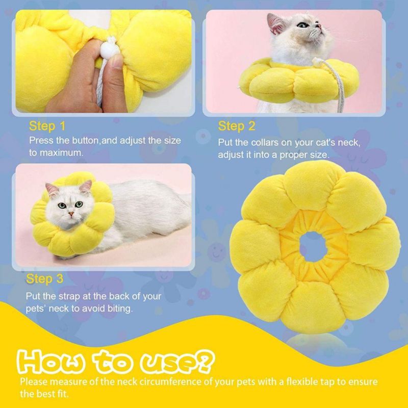 Cat Recovery Collar Cute Sun Flowers Neck Cat Cones After Surgery