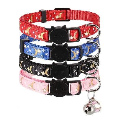 Custom Adjustable Pattern Nylon Pet Cat Dog Collar with Bell