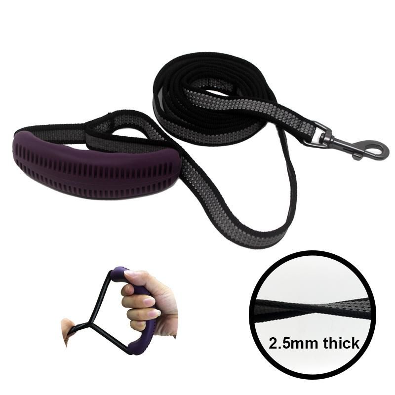 Customized Silicone Handle Nylon Dog Leash Easy to Grip Pet Lead Training Leash Quick Release