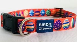 Dog Collar, Pet Collar, Cat Collar, Pattern Collar (art: red eggs)