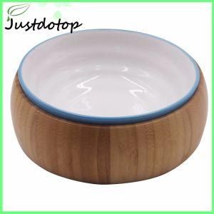 Hot Sale Dog Bamboo Wood Pet Bowl Stand with Ceramic Cat Bowl