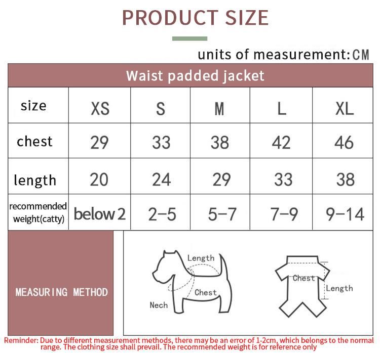 New Product Designer Dog Clothes Winter Pet Cotton Down Coat Dog Hoodie Outfit Clothing Sweater
