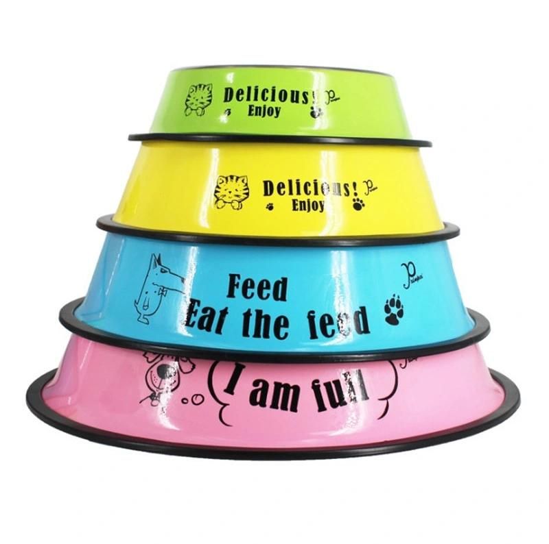 Pet Supplies Non-Slip Stainless Steel Dog Drinking Water Food Bowl