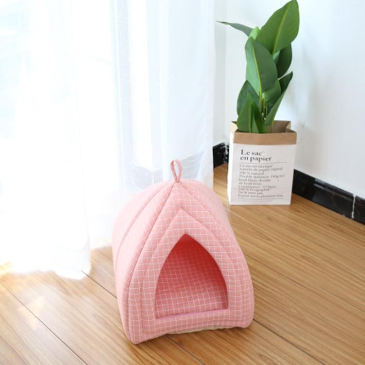 Plush Novelty Yurt Triangle Indoor Cat House Small Dog Pet Animals Tent Teepee Nest Fashion Soft Pet Cat Sleep Bed