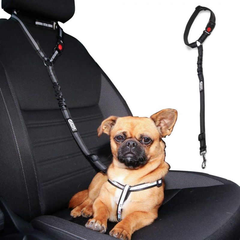 Dog Car Seat Belt Adjustable with Elastic Bungee Buffer Durable Headrest Pet Seat Belt Dog Car Safety Harness Restraint