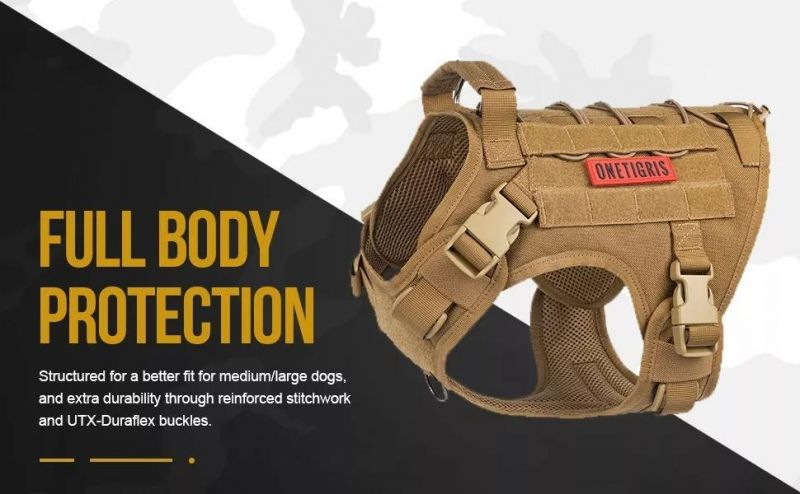 Wholesale Custom Tactical Belay Dog Harness for Large Medium Dogs No Pull Reflective Tactical Dog Harness