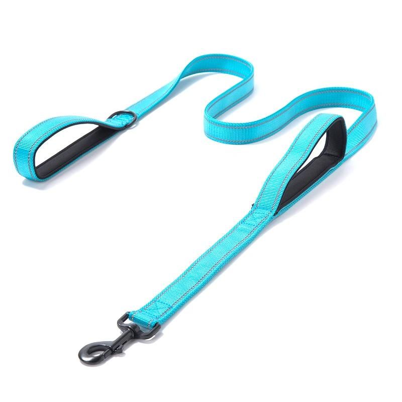 Reflective Dog Leash with Comfortable Dual Padded Handles for Control Safety Training Walking