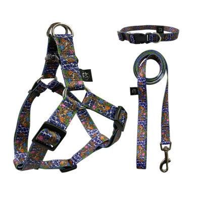 Custom Adjustable Luxury Personalized Unique Reversible Easy Walk Pet Dog Harness Set