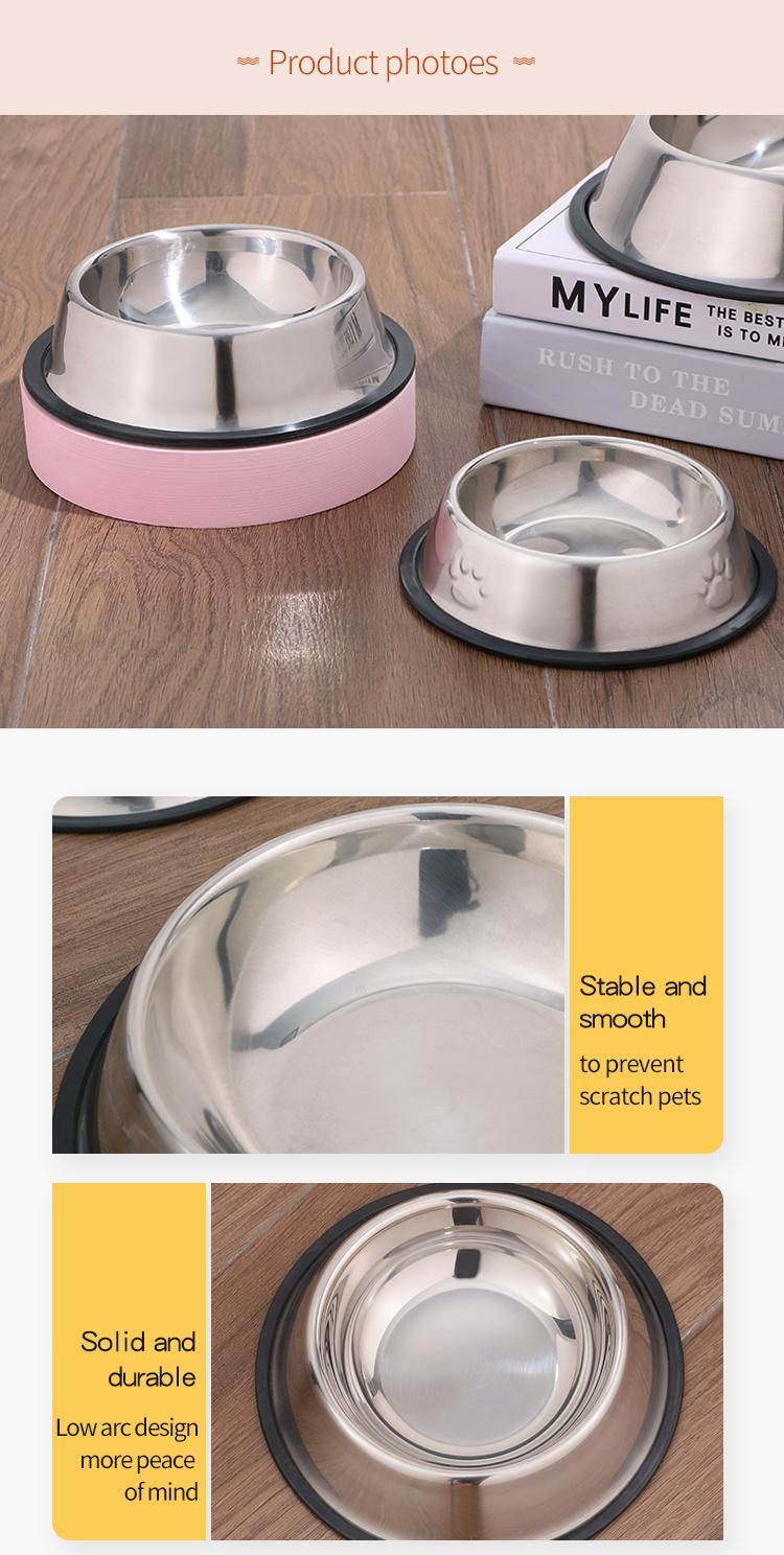 Stainless Steel Dog Bowl Cat Dish Pet Feeding Bowl Round Shape Stainless Steel Dog Feeding Bowl